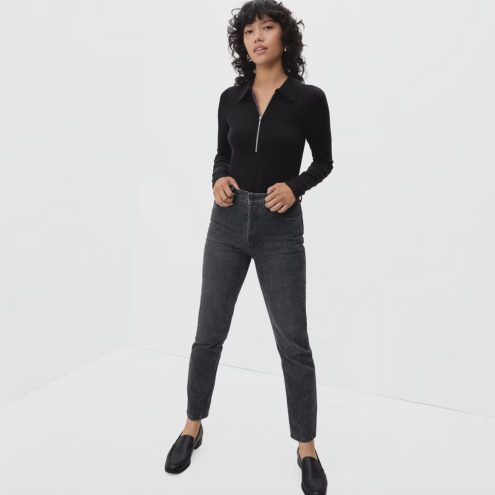 Everlane High Rise Straight leg black jeans